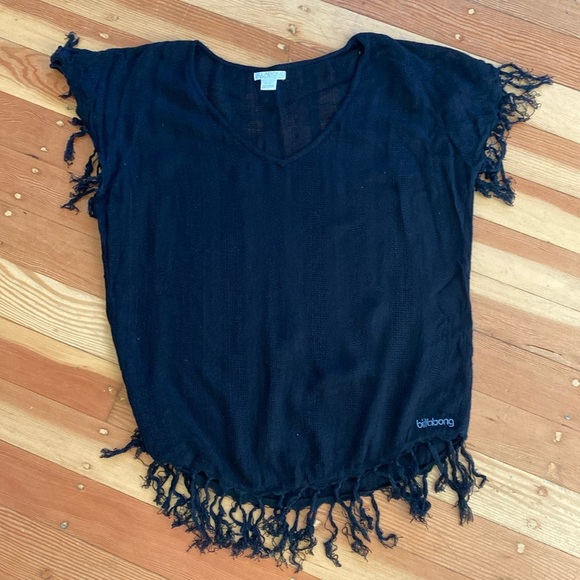 Billabong Fringed Black Top Large - Picture 2 of 7
